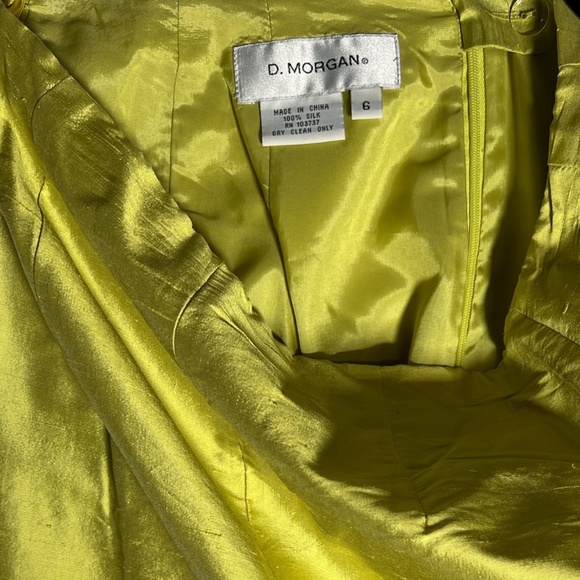 D. Morgan - 100% Silk Beaded Chartreuse 90's Cigarette Pants - Size 6 - Picture 5 of 6